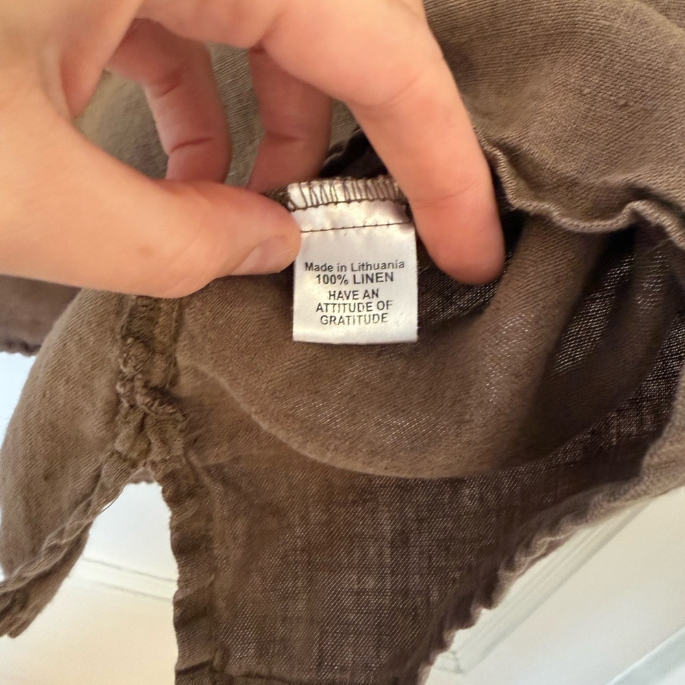 FLAX 100% Linen Brown Short Sleeve - Large - Picture 2 of 3